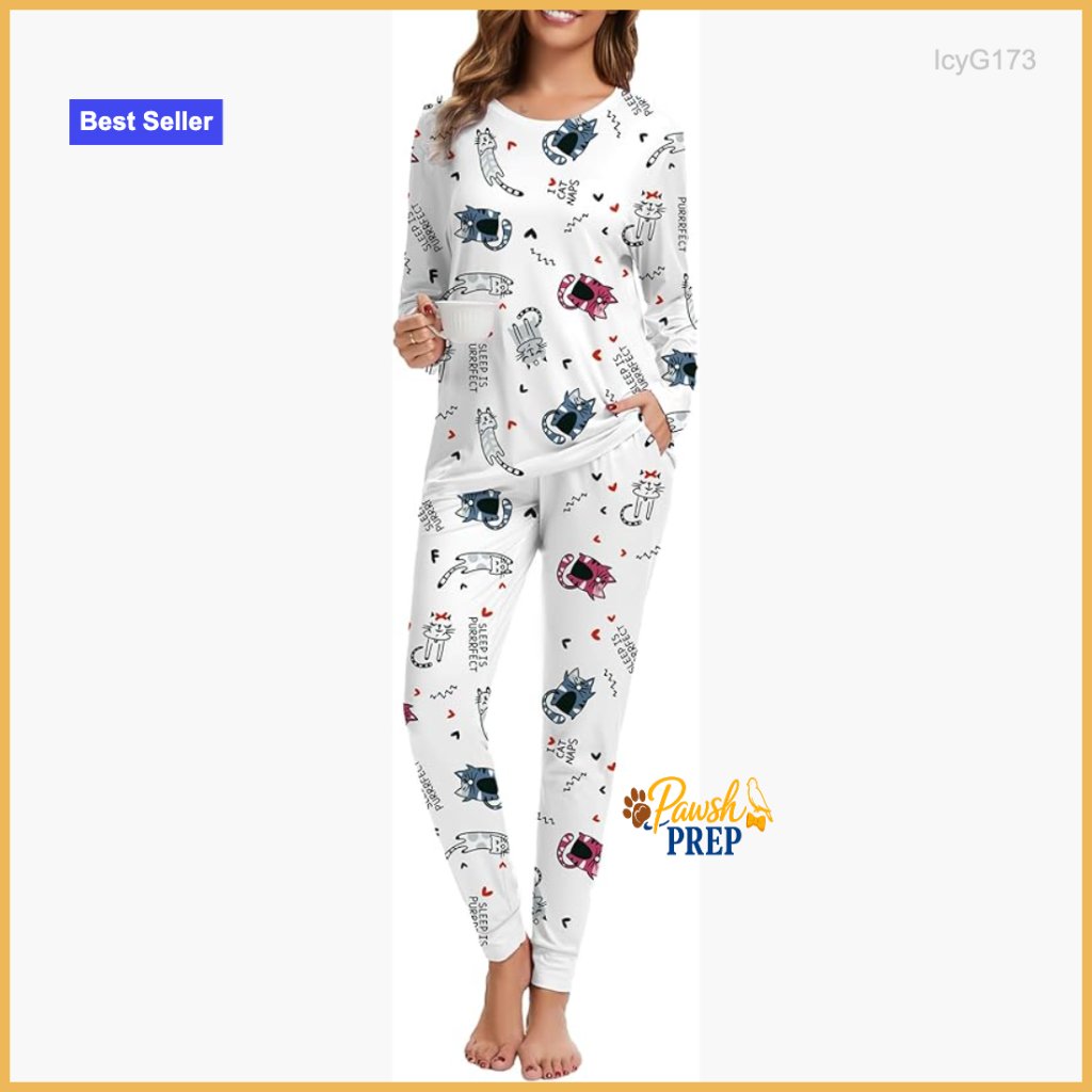 Large Women's 2-Piece Pajama Set Long Sleeve Joggers With Pockets